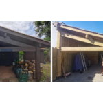 Une charpente, avant et après la prestation en aérogommage de Eole aérogommage.