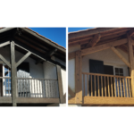 Une charpente, avant et après la prestation en aérogommage de Eole aérogommage.