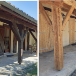 Une charpente, avant et après la prestation en aérogommage de Eole aérogommage.