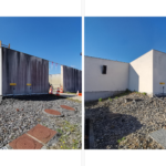 Un bâtiment en pierre, avant et après la prestation en aérogommage de Eole aérogommage.