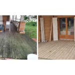 Une terrasse, avant et après la prestation en aérogommage de Eole aérogommage.