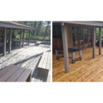 Une terrasse, avant et après la prestation en aérogommage de Eole aérogommage.