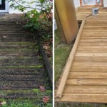 Une terrasse, avant et après la prestation en aérogommage de Eole aérogommage.