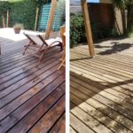 Une terrasse, avant et après la prestation en aérogommage de Eole aérogommage.
